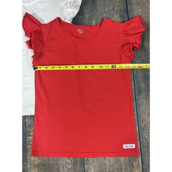 Merce & Me Girls Size 14 Bundle Of Flutter Sleeve Tees! Red, White! PLAY! - Picture 7 of 16